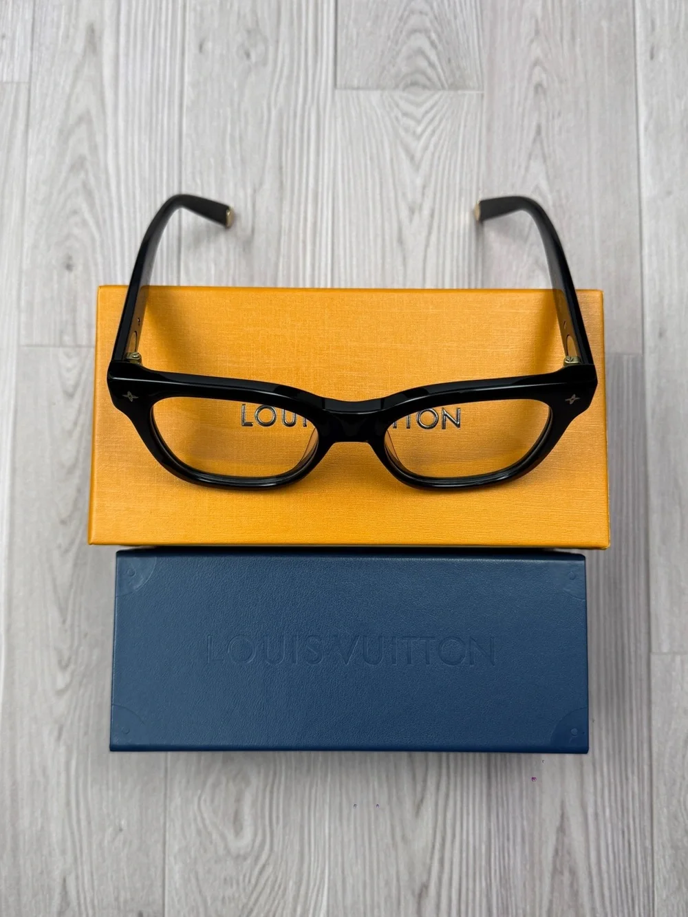 Louis Vuitton Black Thick-Frame Rectangular Eyeglasses